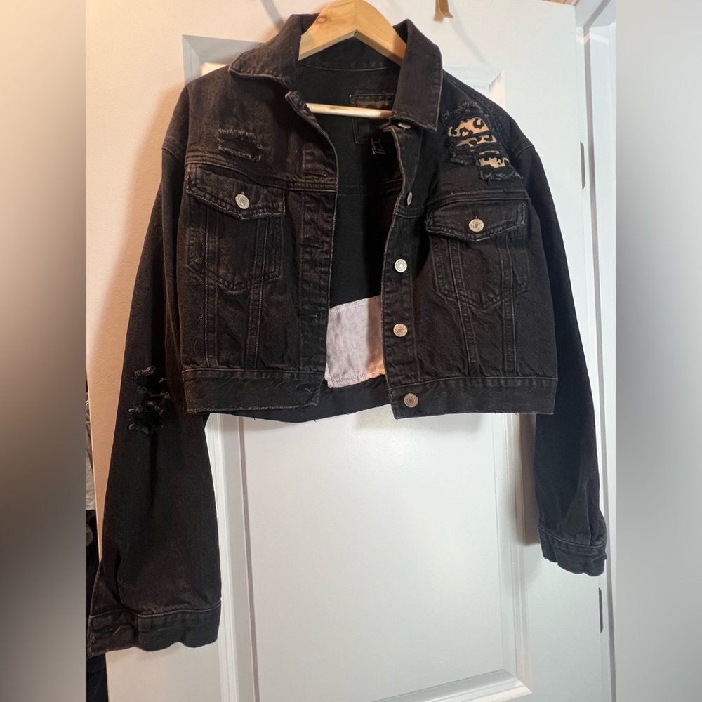 Forever 21 Charcoal Denim Cropped Jacket size S